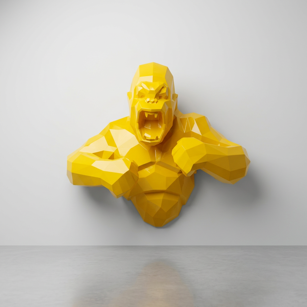Grande Sculpture Torse de King Kong Polygone - Sculpture Origami