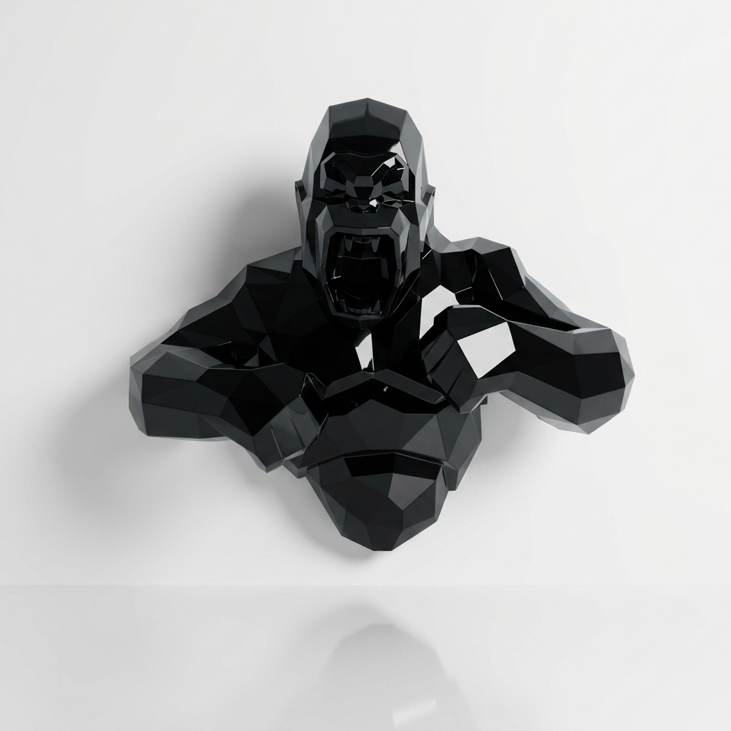 Grande Sculpture Torse de King Kong Polygone - Sculpture Origami