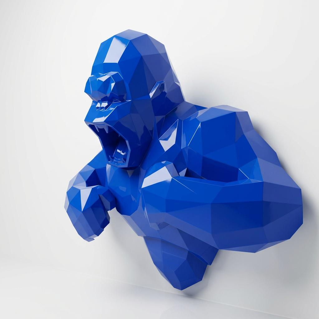Grande Sculpture Torse de King Kong Polygone - Sculpture Origami