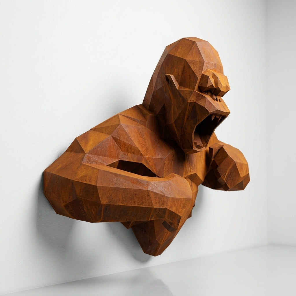 Grande Sculpture Torse de King Kong Polygone - Sculpture Origami