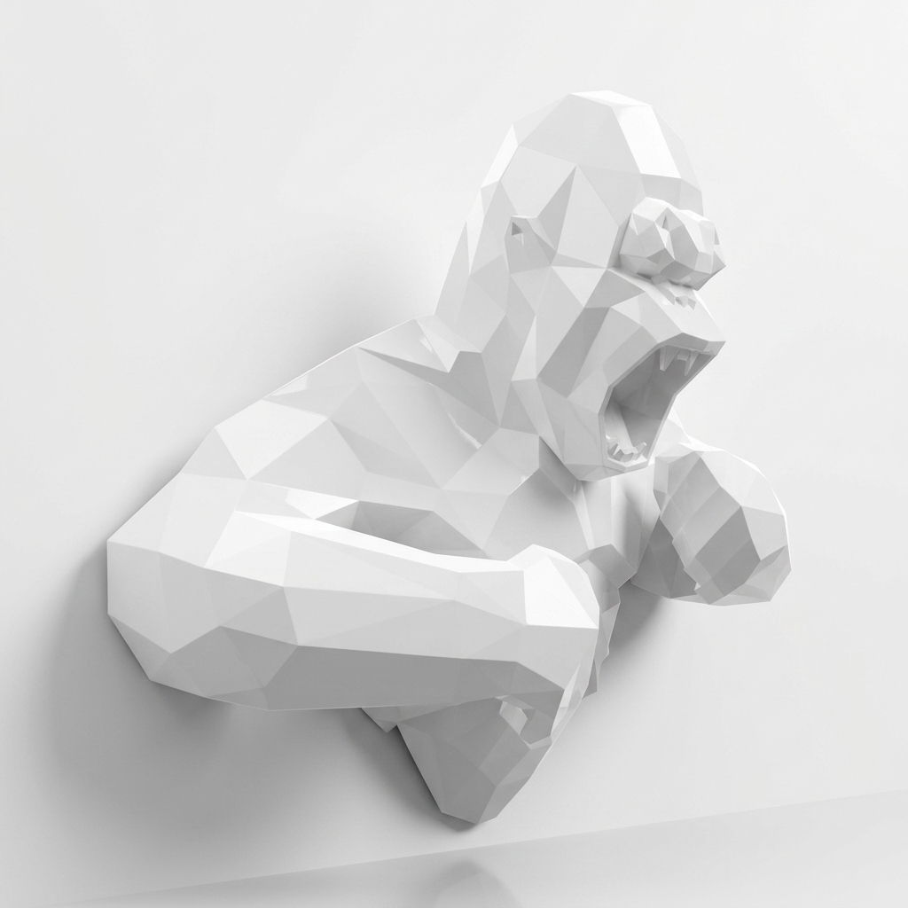 Grande Sculpture Torse de King Kong Polygone - Sculpture Origami