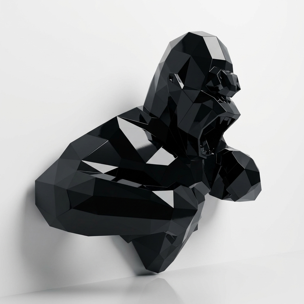 Grande Sculpture Torse de King Kong Polygone - Sculpture Origami