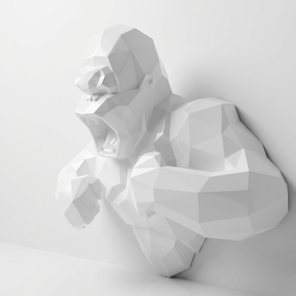 Grande Sculpture Torse de King Kong Polygone - Sculpture Origami