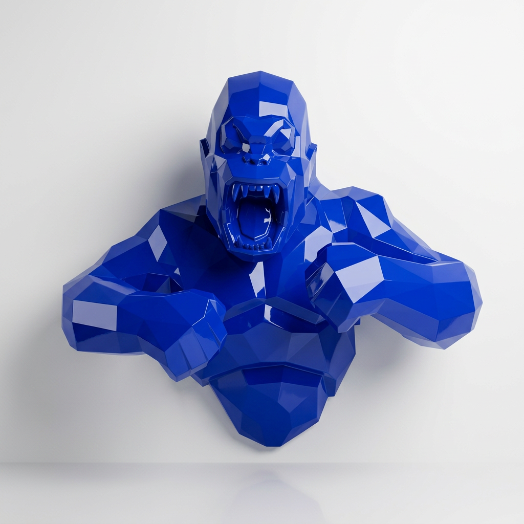 Grande Sculpture Torse de King Kong Polygone - Sculpture Origami