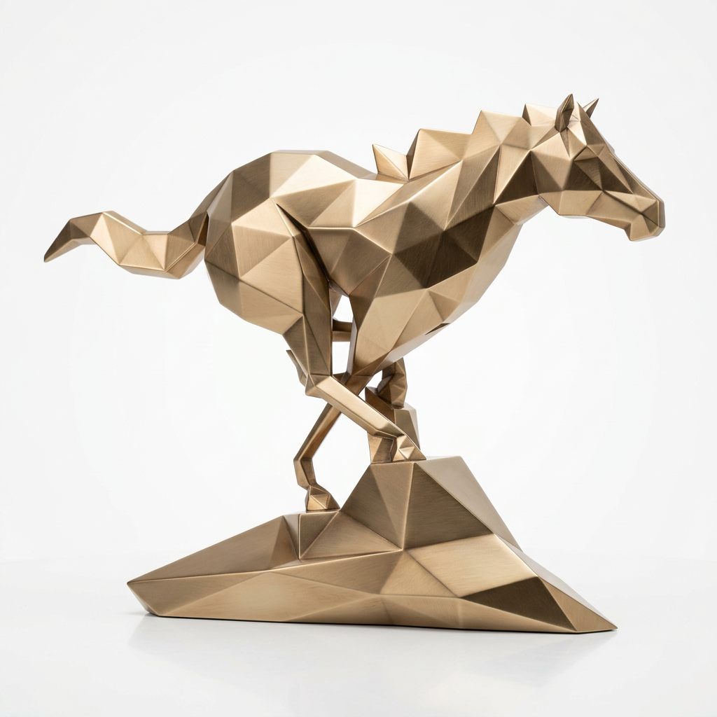Grande Sculpture Cheval Polygone - Sculpture Origami