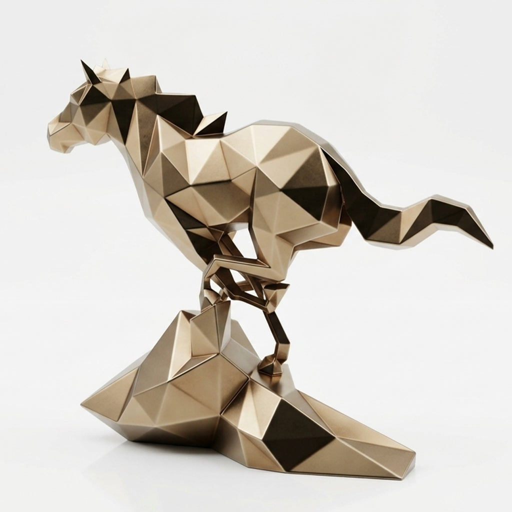 Grande Sculpture Cheval Polygone - Sculpture Origami