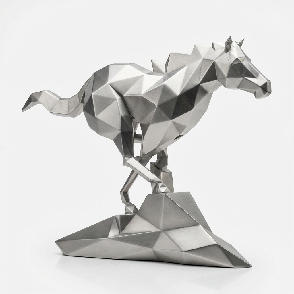 Grande Sculpture Cheval Polygone - Sculpture Origami
