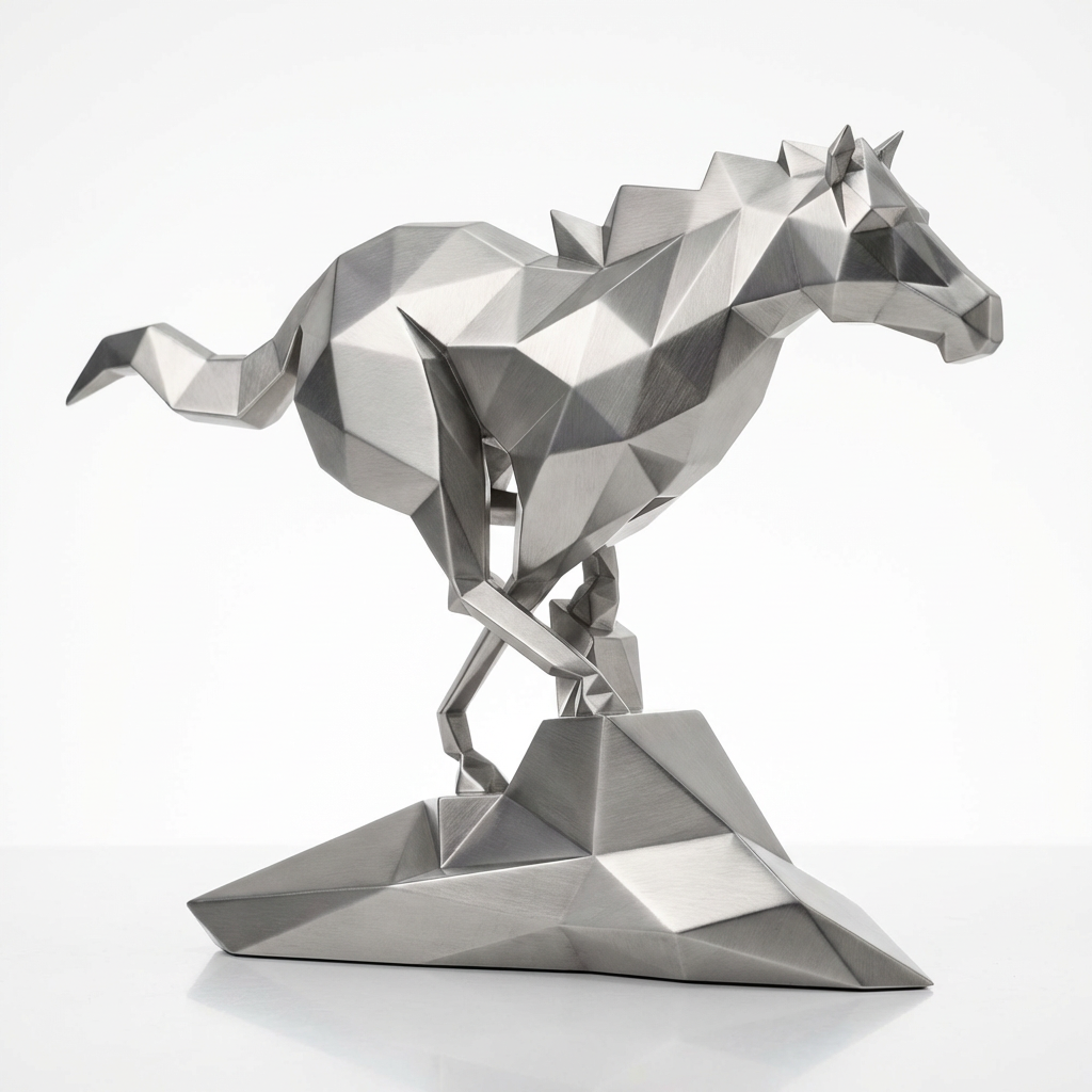 Grande Sculpture Cheval Polygone - Sculpture Origami