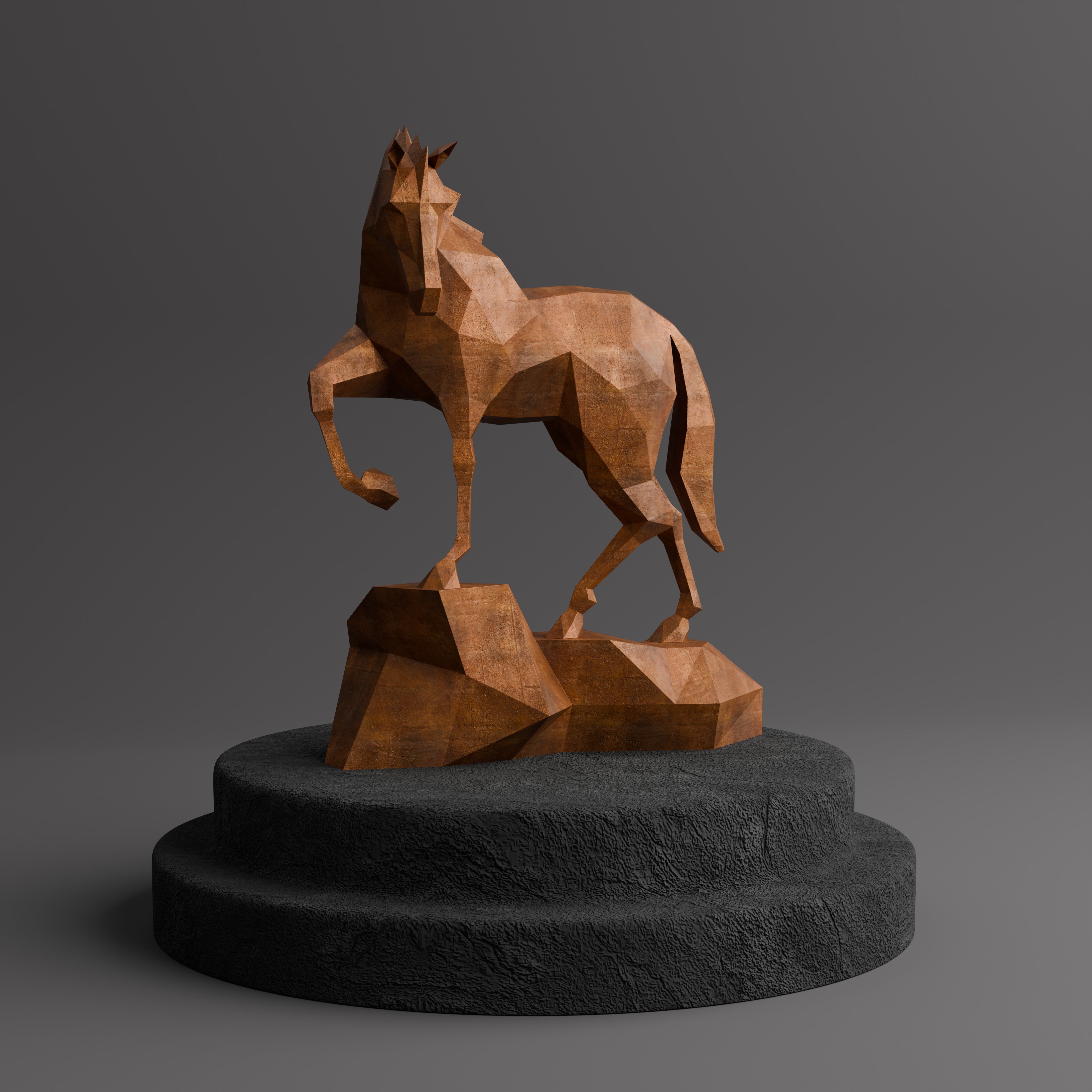 Sculpture Origami Cheval Métallique - Sculpture Origami