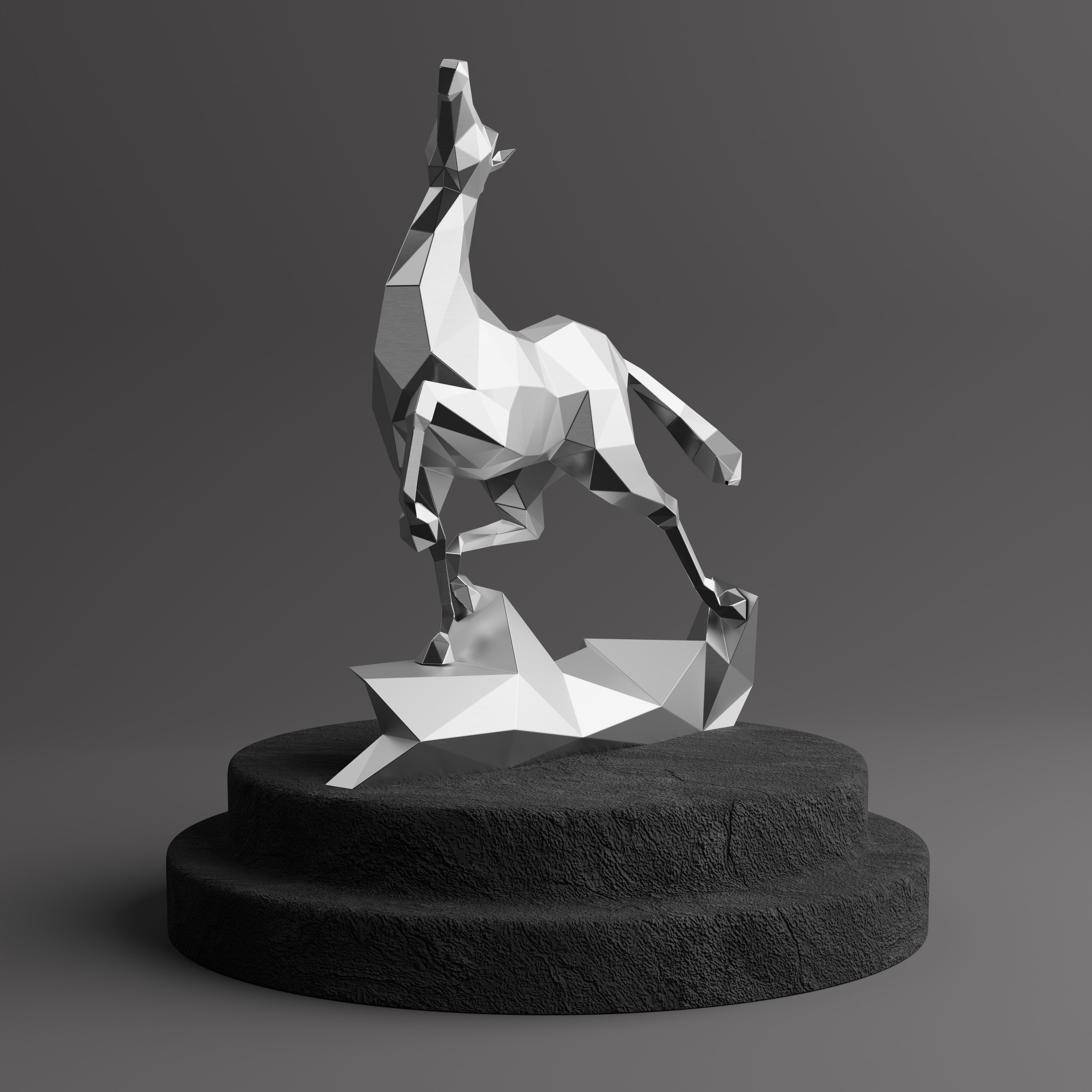 Sculpture Cheval Polygone Métallique - Sculpture Origami