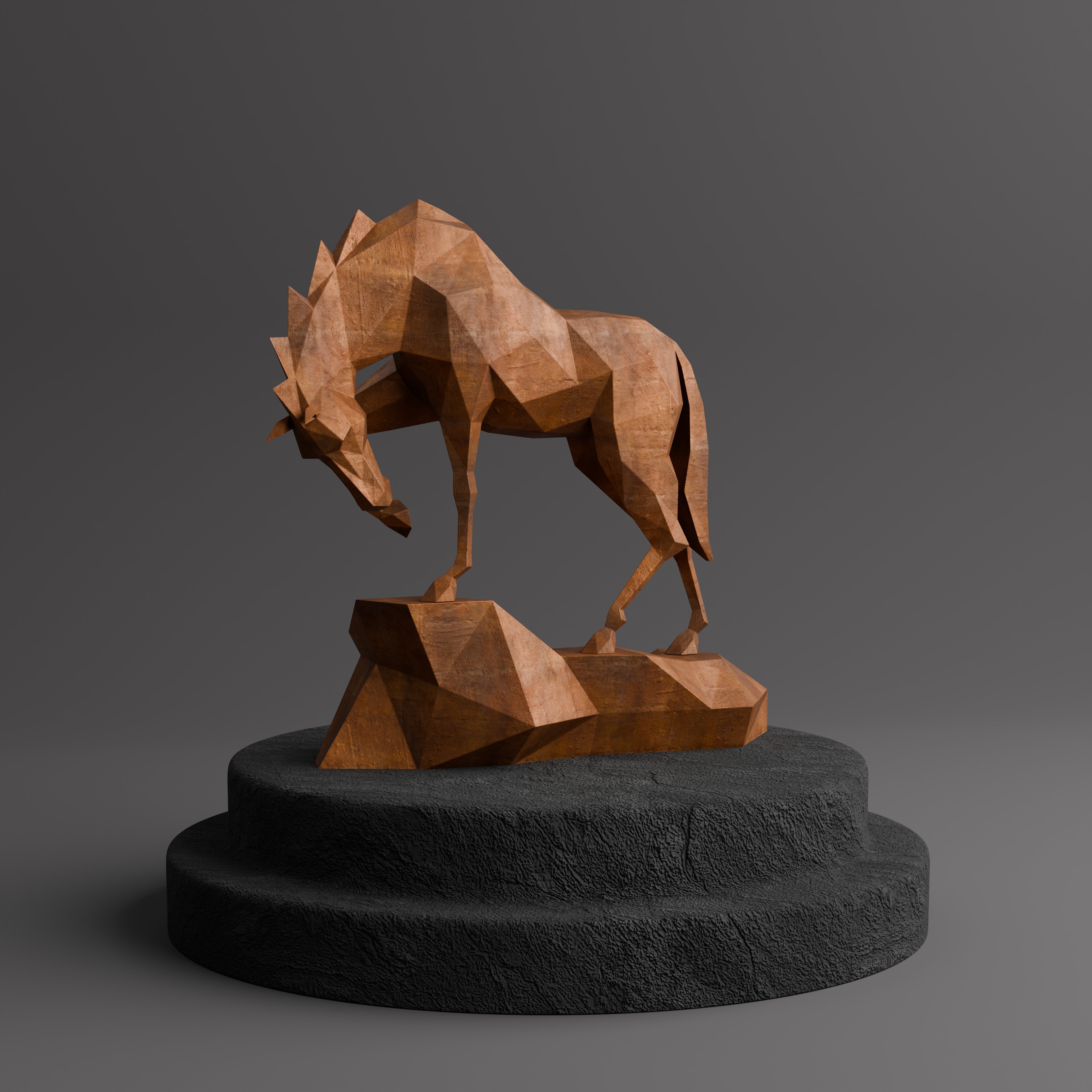 Sculpture cheval Polygone en Inox - Sculpture Origami