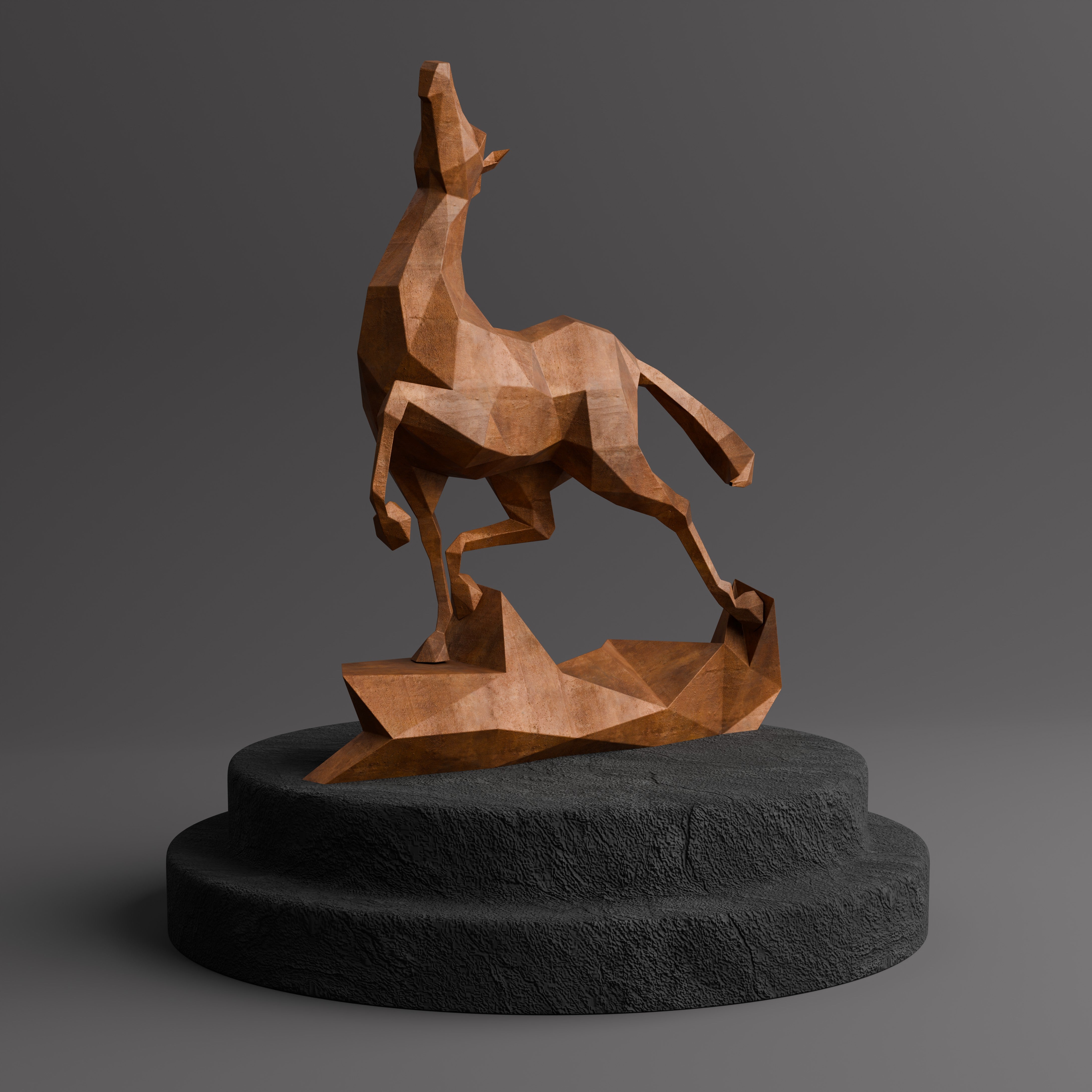 Sculpture Cheval Polygone Métallique - Sculpture Origami