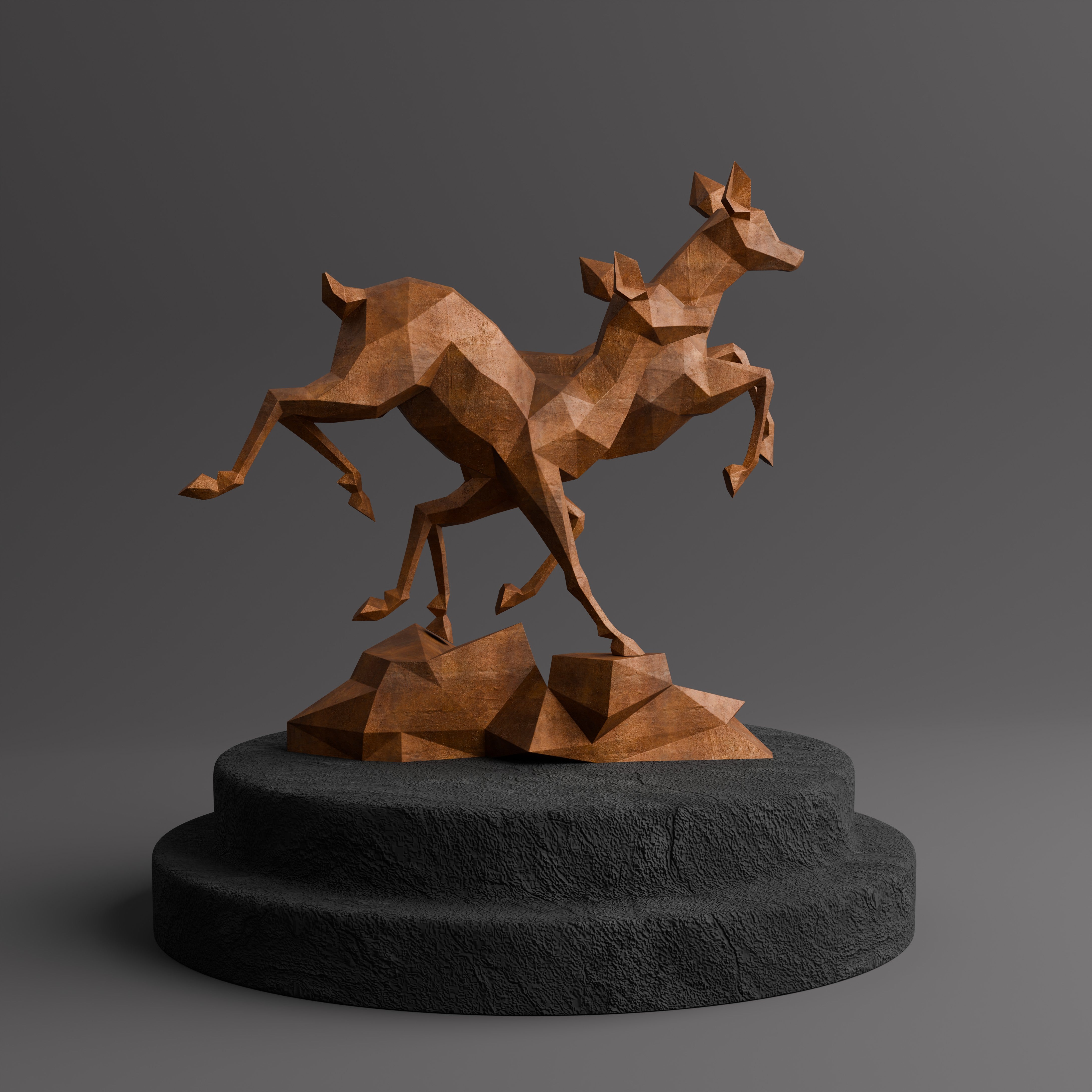 Sculpture Couple de Gazelles - Sculpture Origami