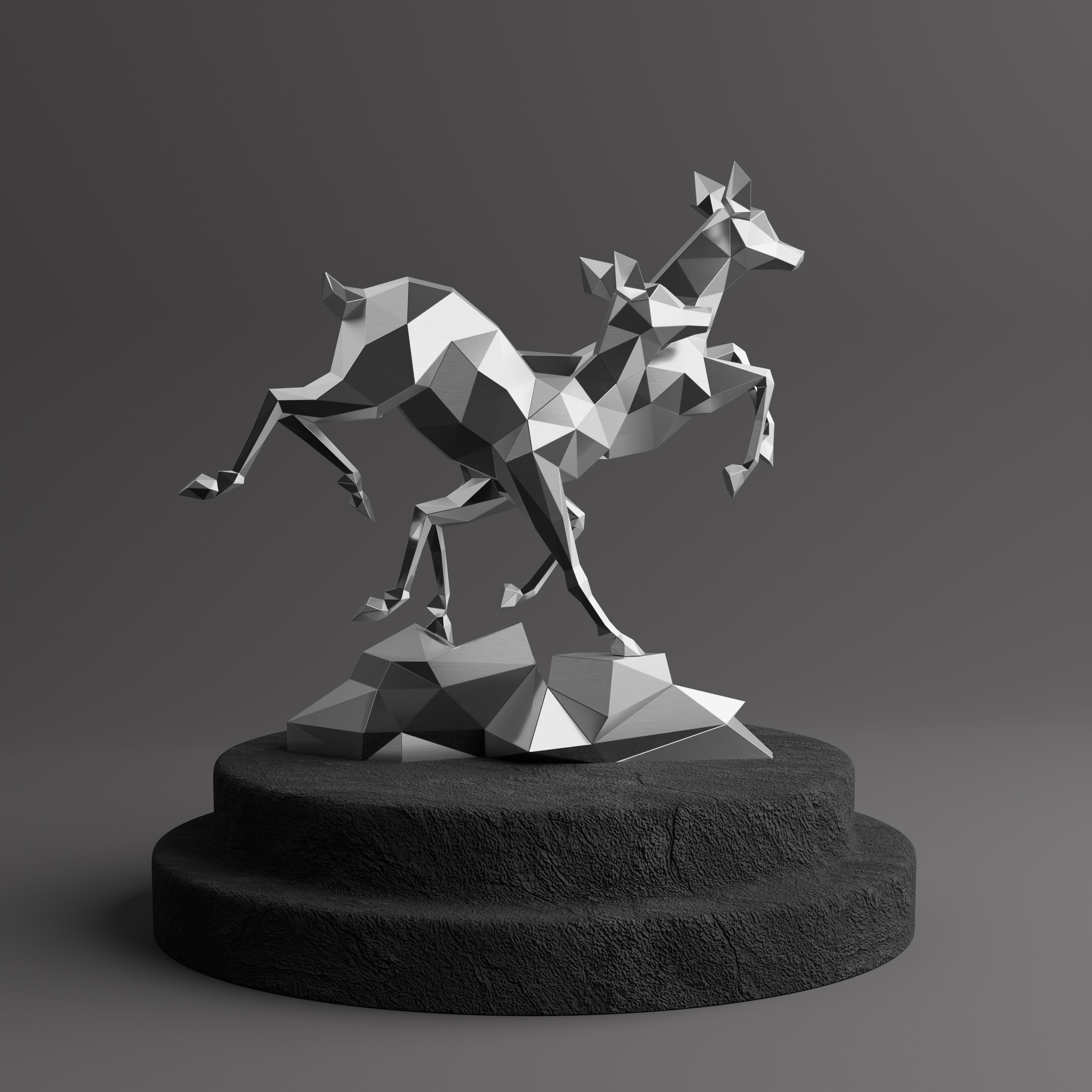 Sculpture Couple de Gazelles - Sculpture Origami