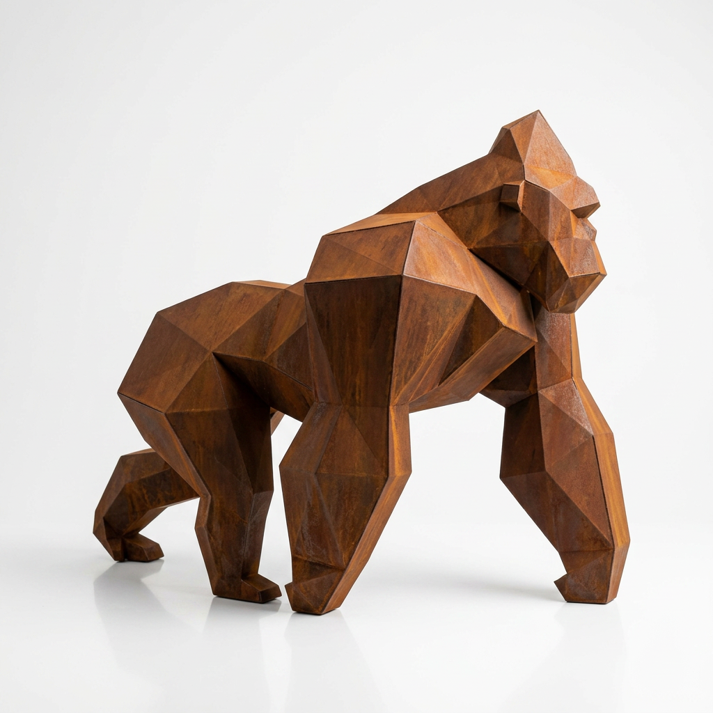 Grande Sculpture King Kong Minimaliste - Sculpture Origami