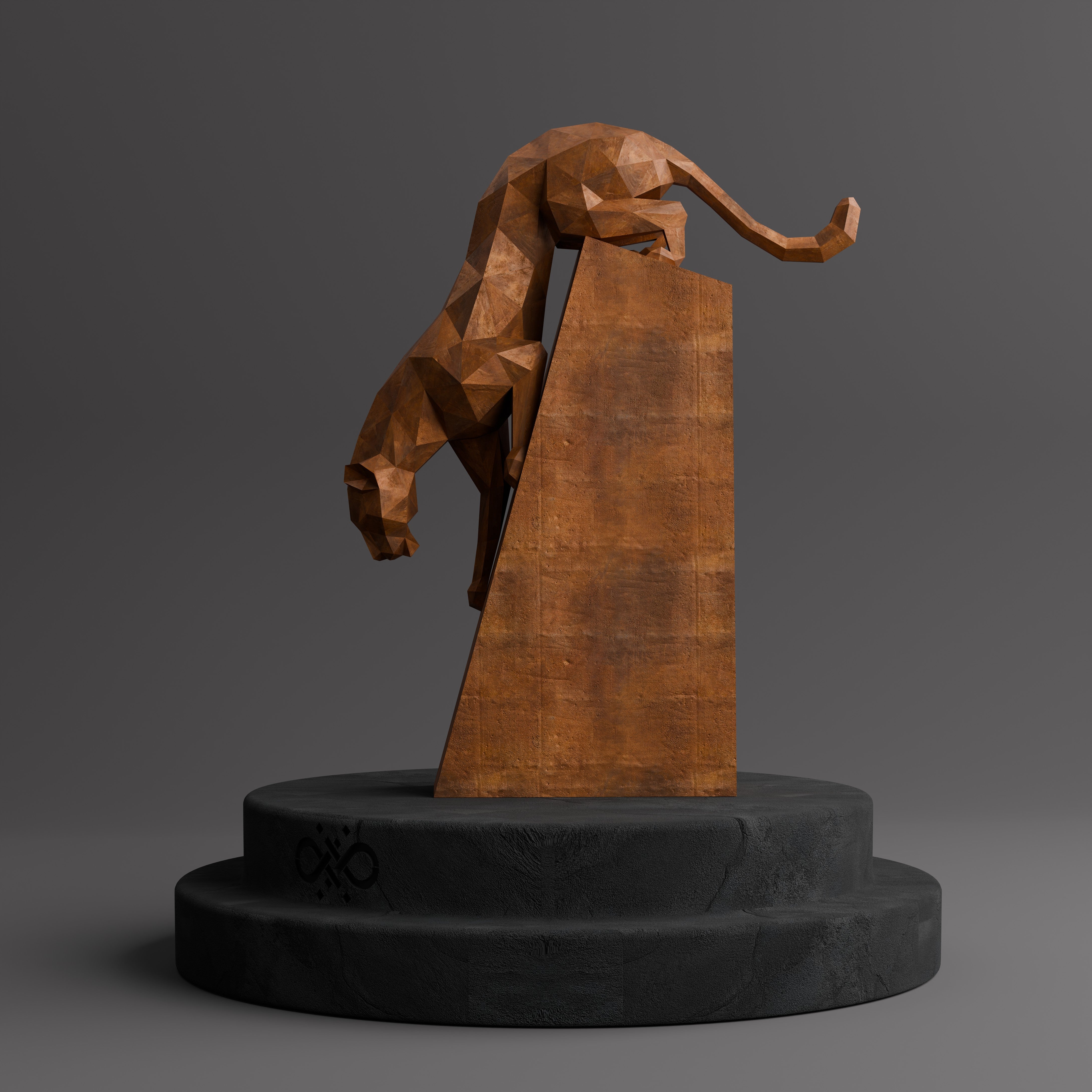 Sculpture Origami Panthère en Descente - Sculpture Origami