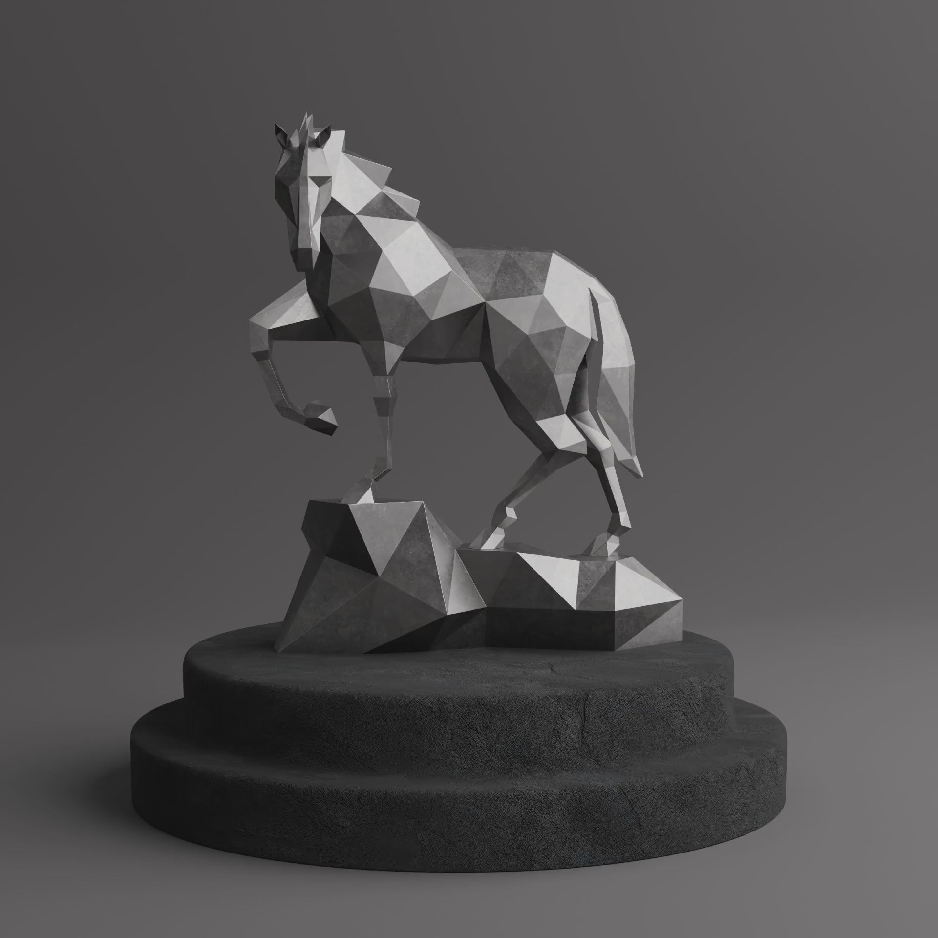 Sculpture Origami Cheval Métallique