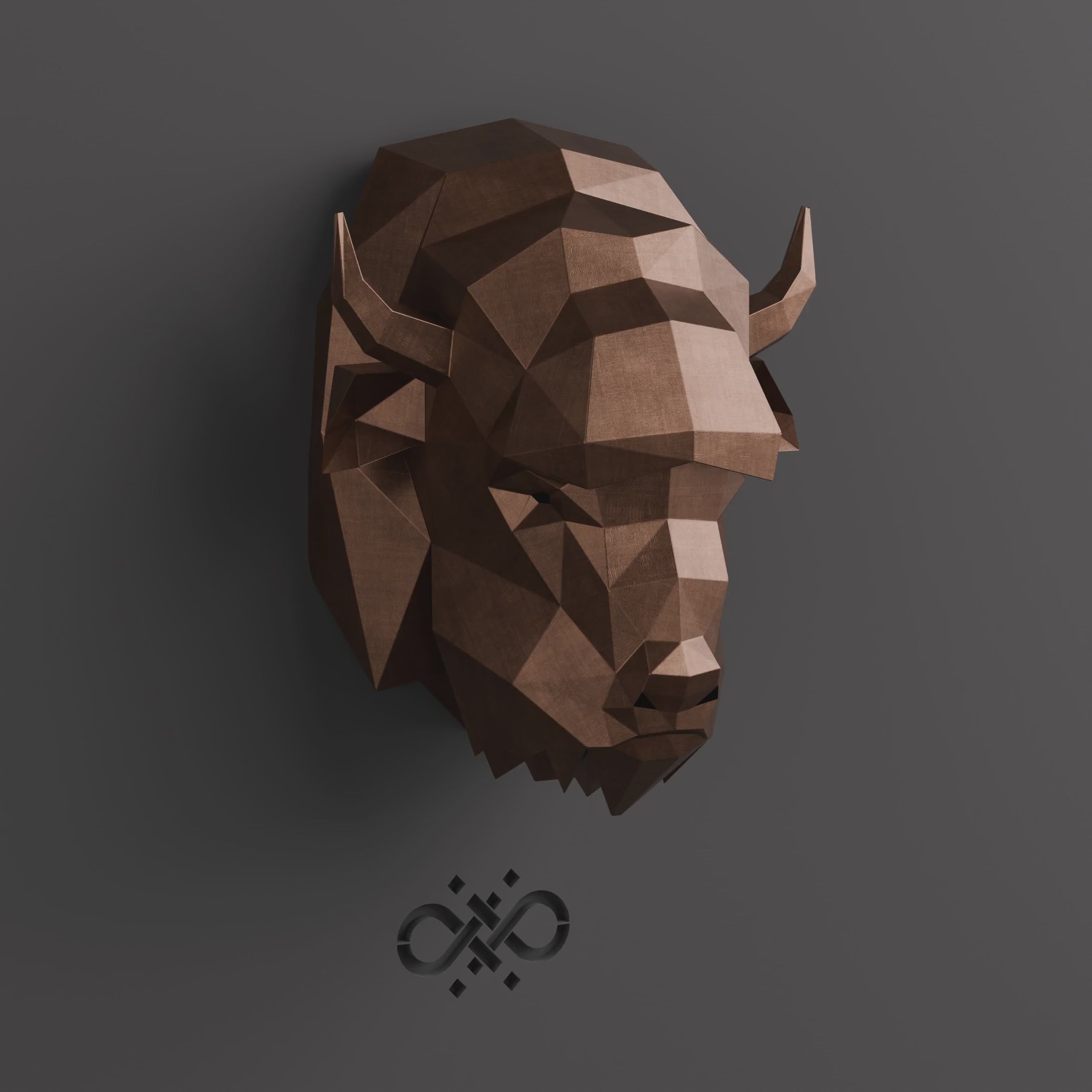 Sculpture Tête de Bison en Origami