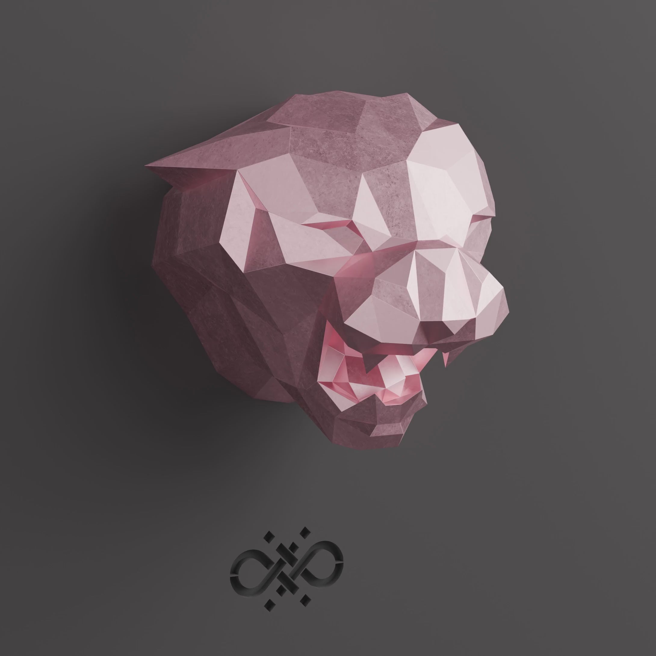 Sculpture Tête de Tigre Design Géométrique Abstrait