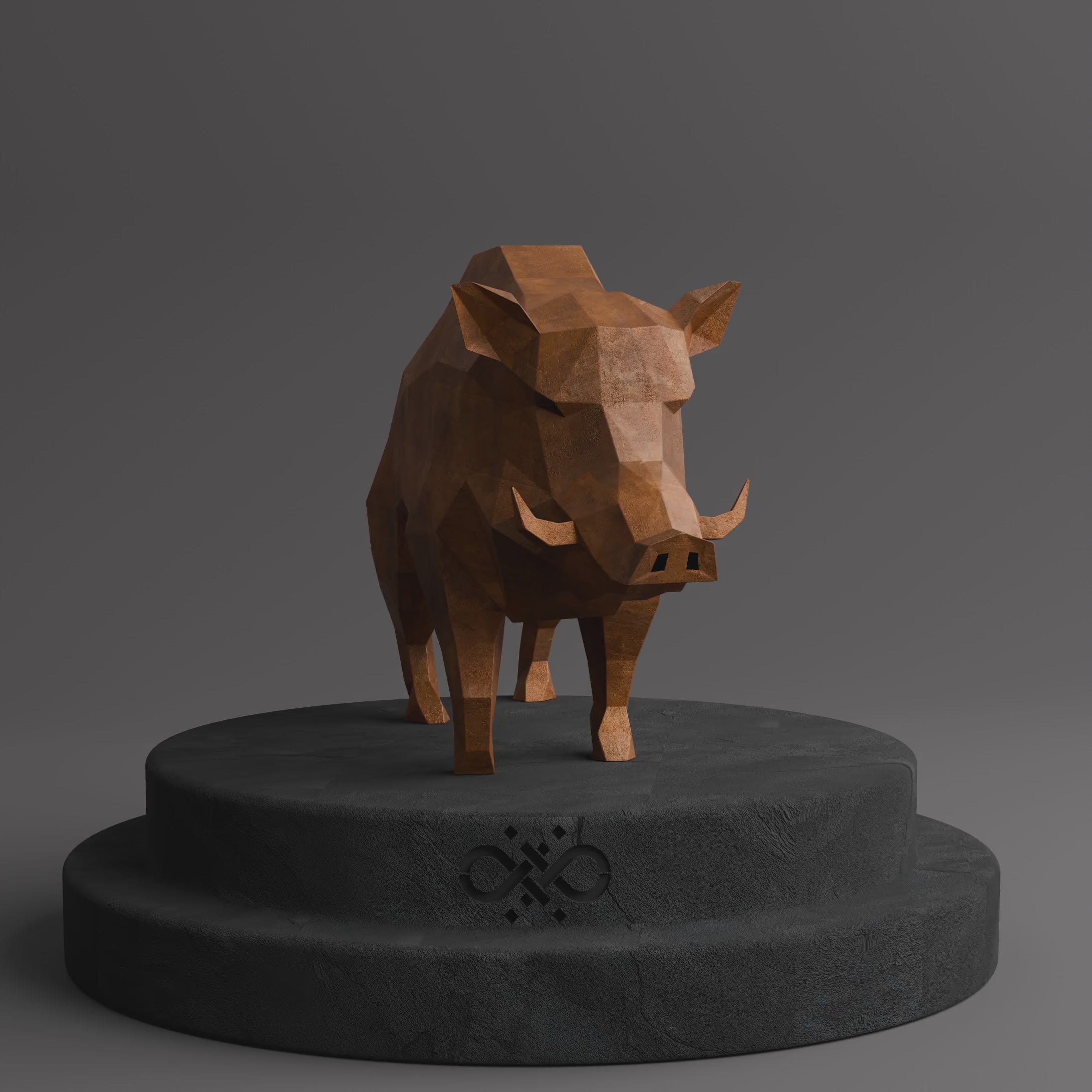 Sulpture en Acier Corten de Sanglier Sauvage