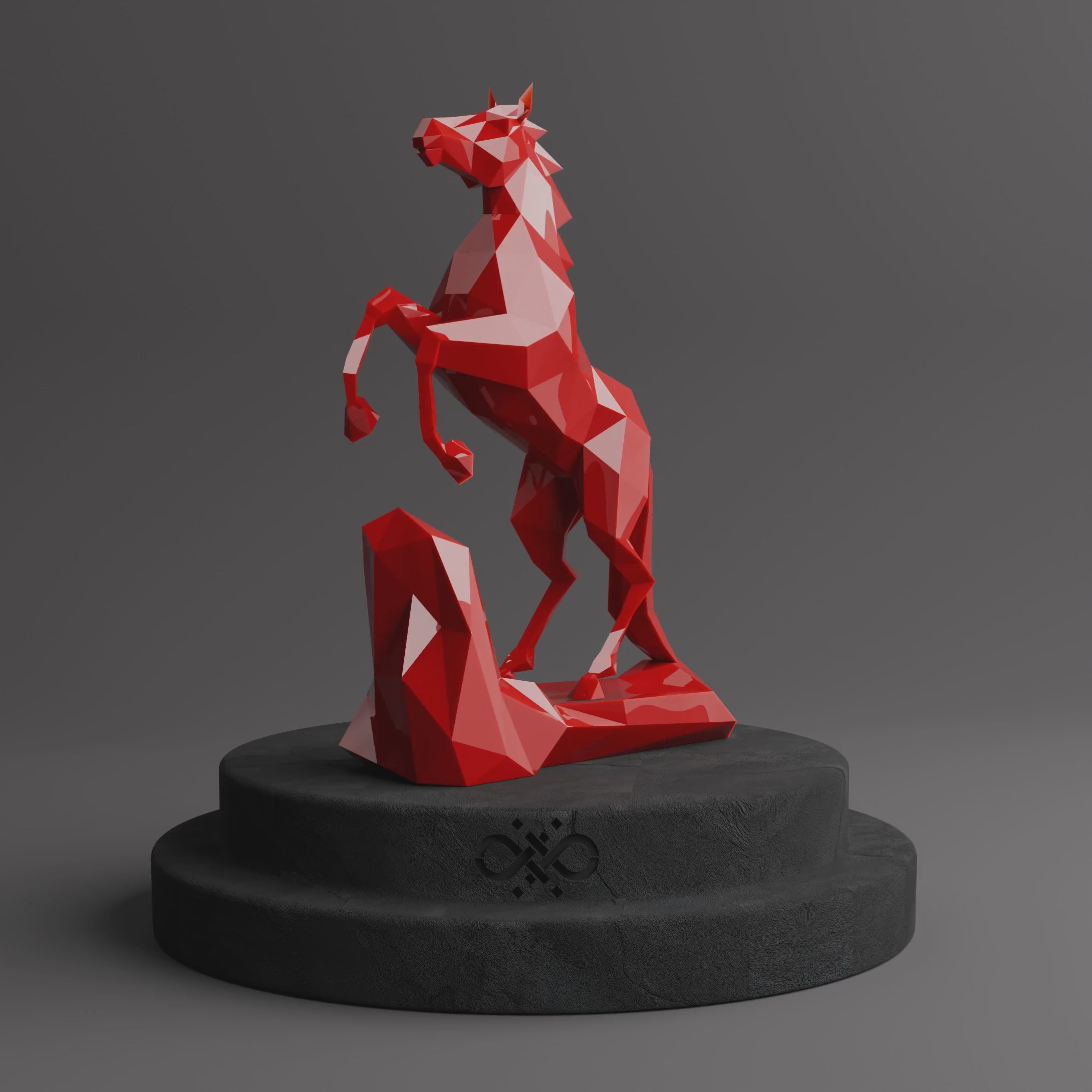Sculpture Cheval Style Origami Polygone