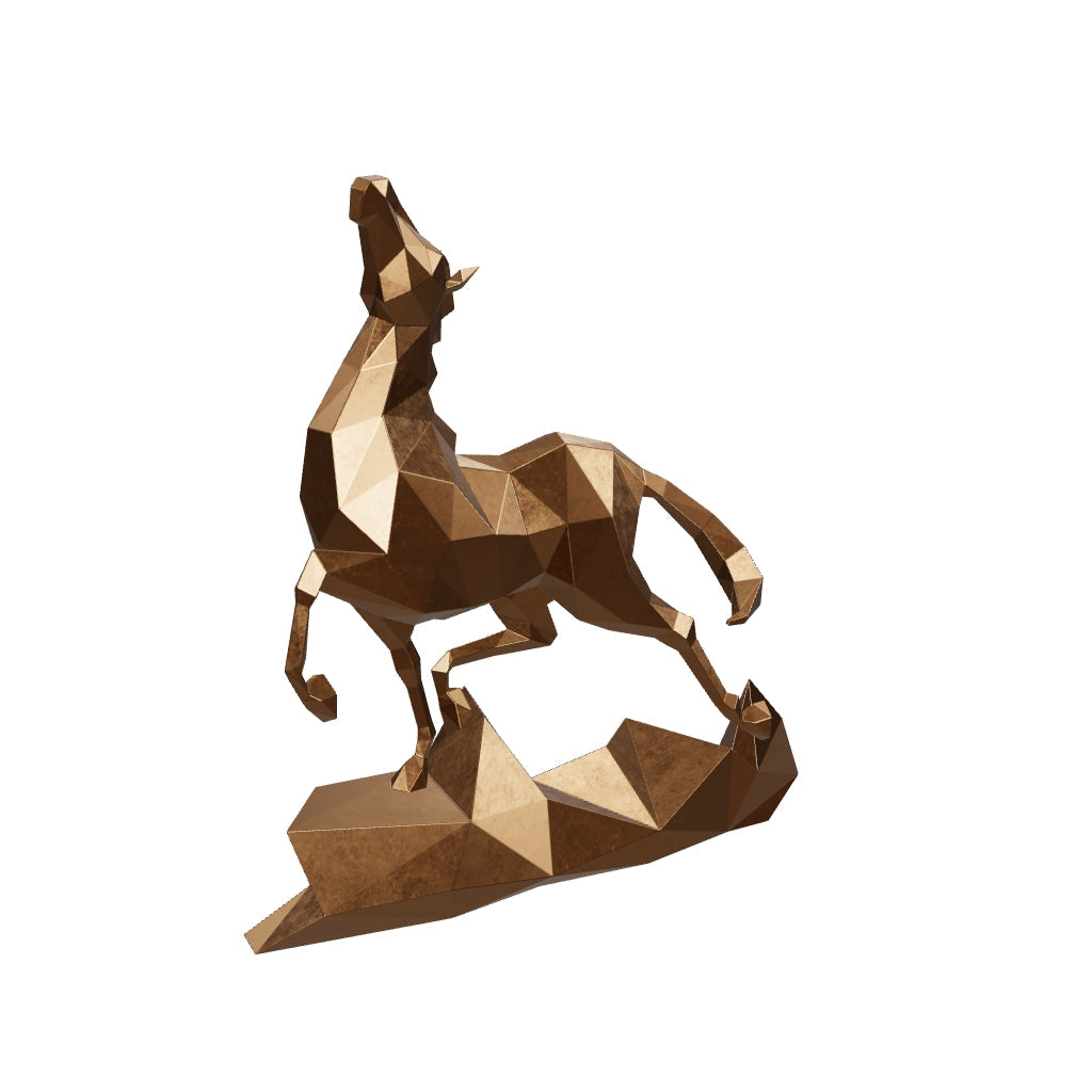 Sculpture Cheval Polygone Métallique