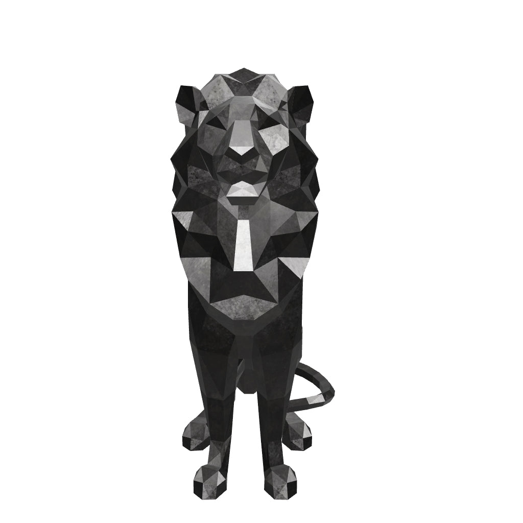 Sculpture Lion Assis Polygone