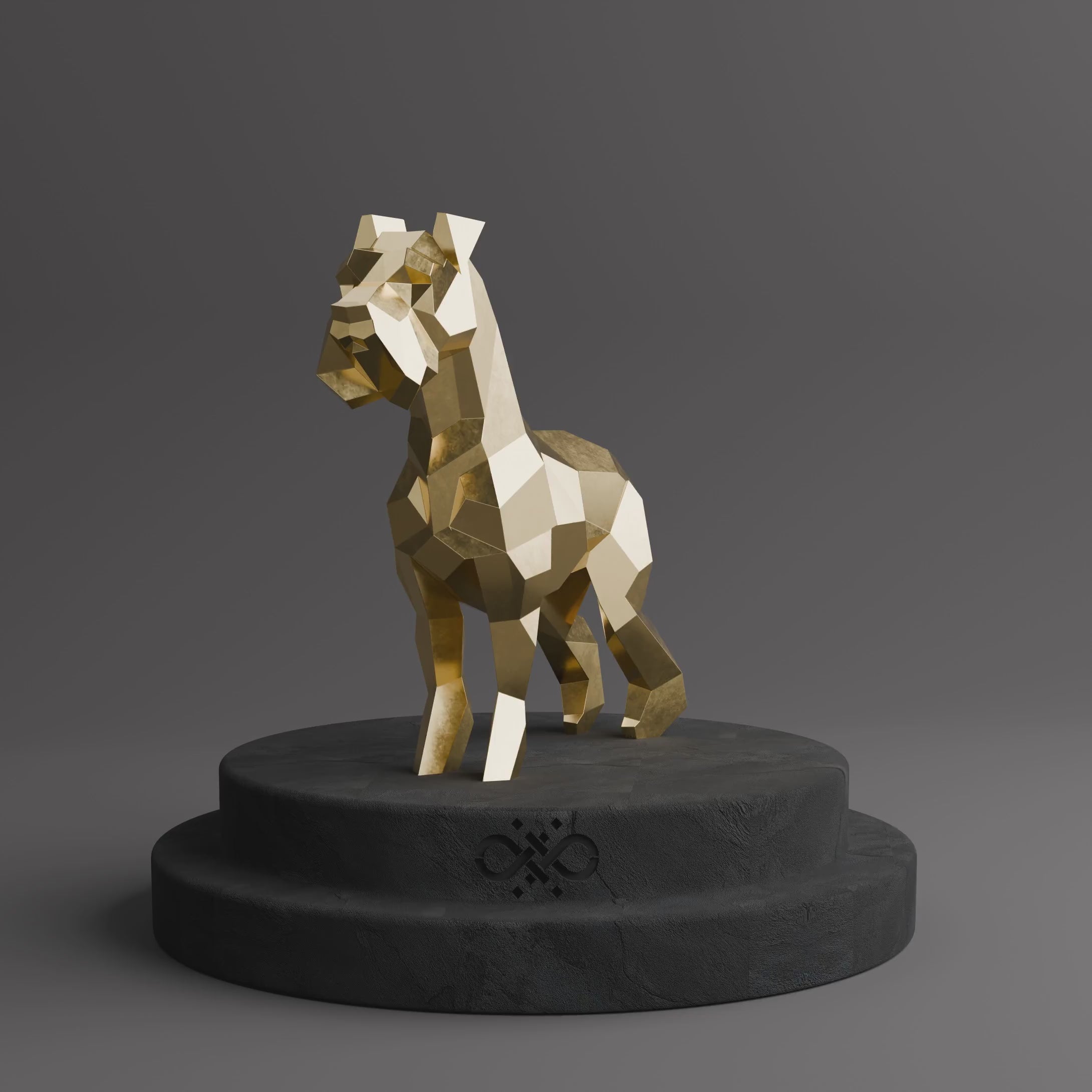 Sculpture Chien Schnauzer Polygone