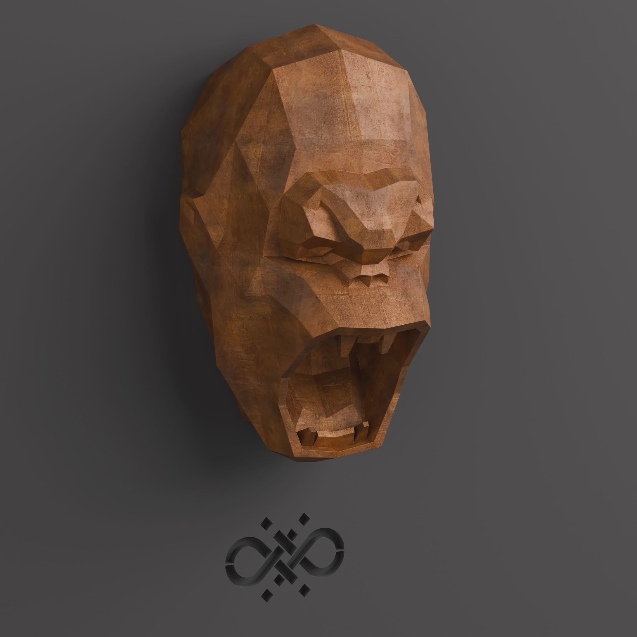 Sculpture Tête King Kong Finition Corten