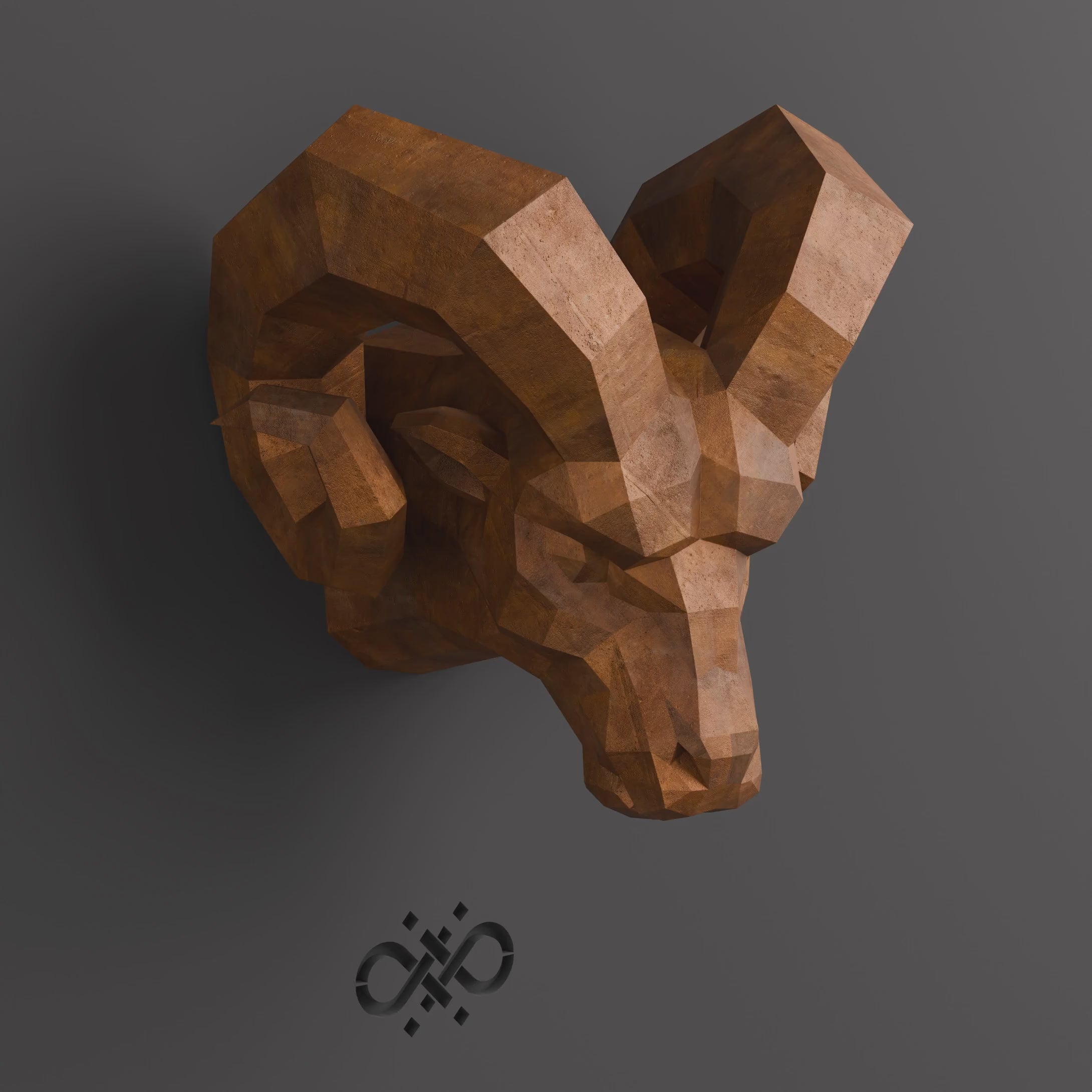 Sculpture Tête de Bouc en Acier Corten