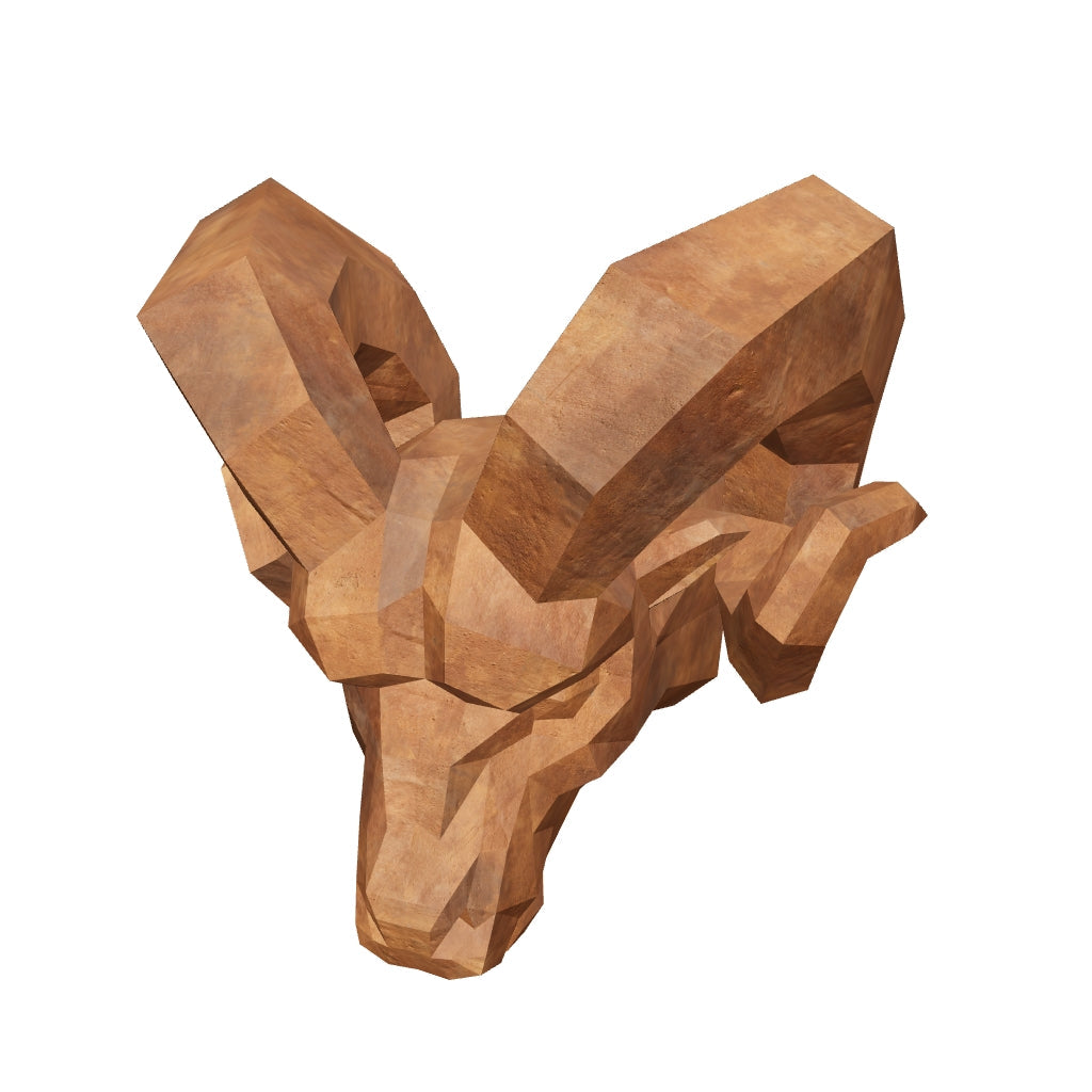 Sculpture Tête de Bouc en Acier Corten