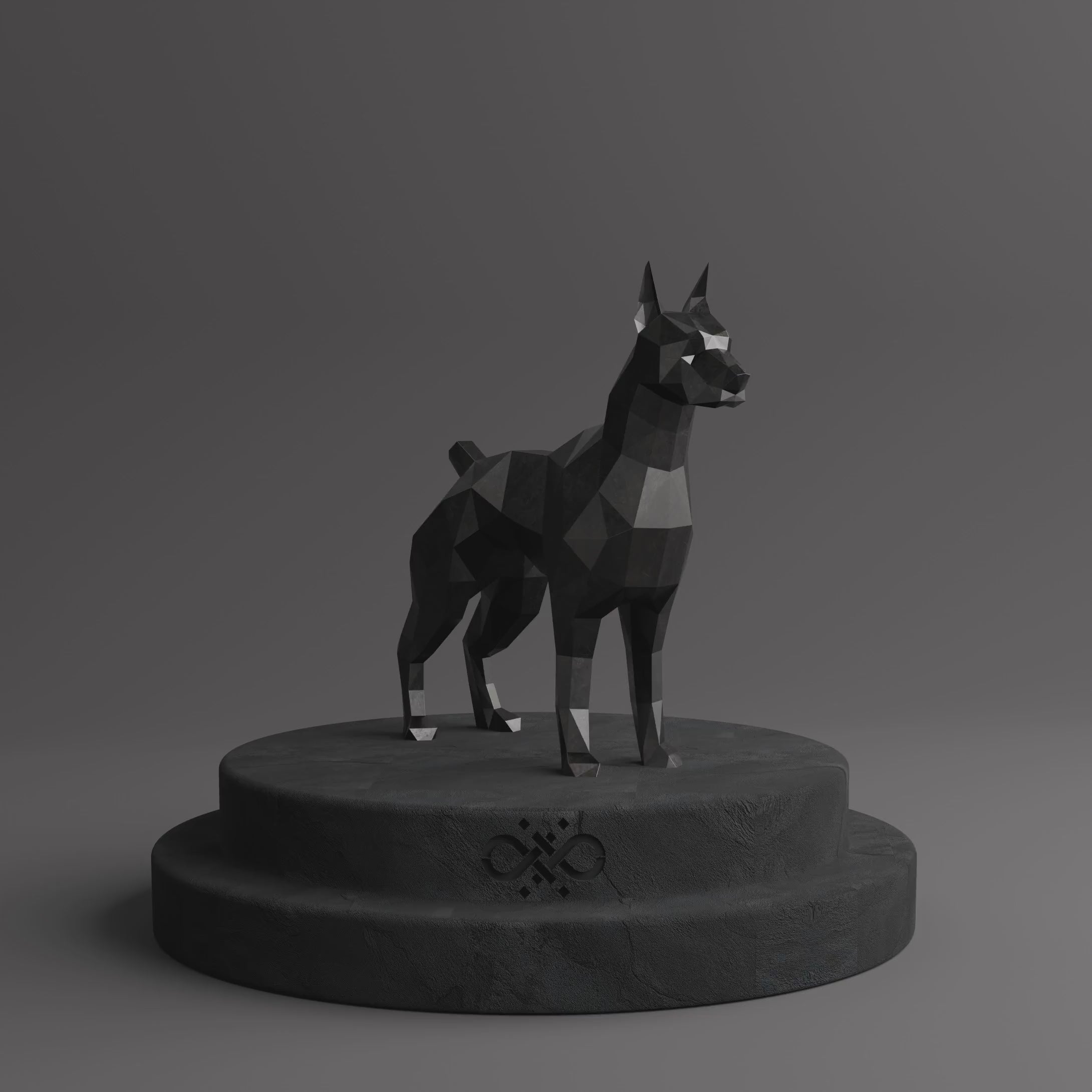 Statue Doberman Polygone