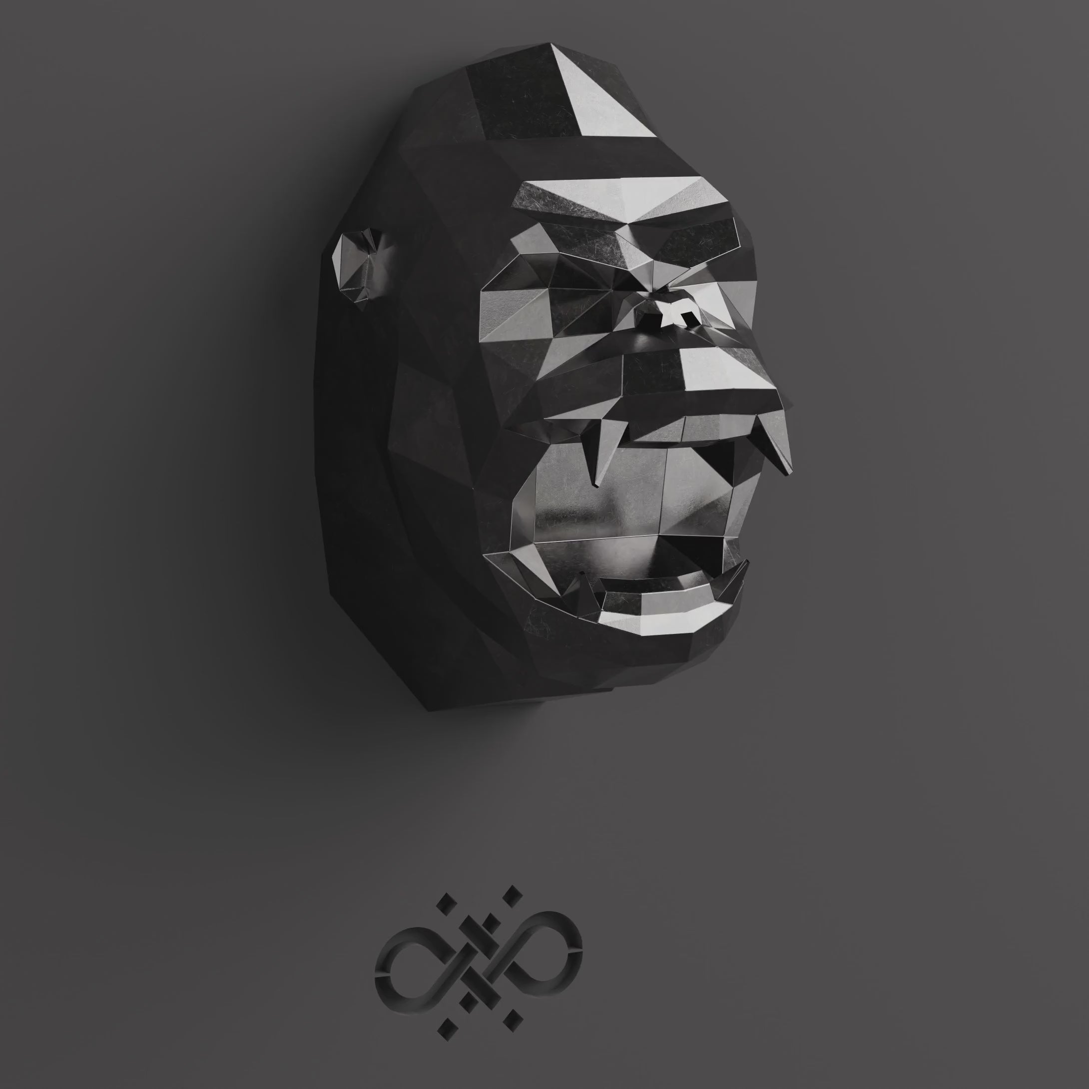 Sculpture Tête de Gorille Design Géométrique