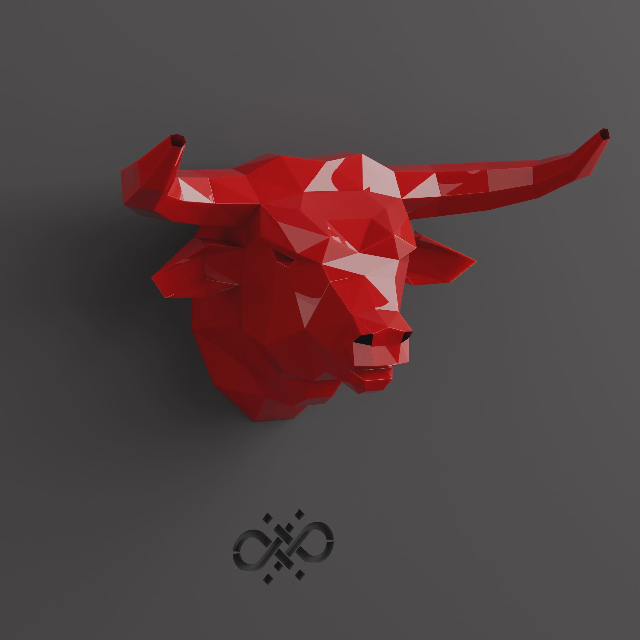 Sculpture Tête de Taureau Polygone