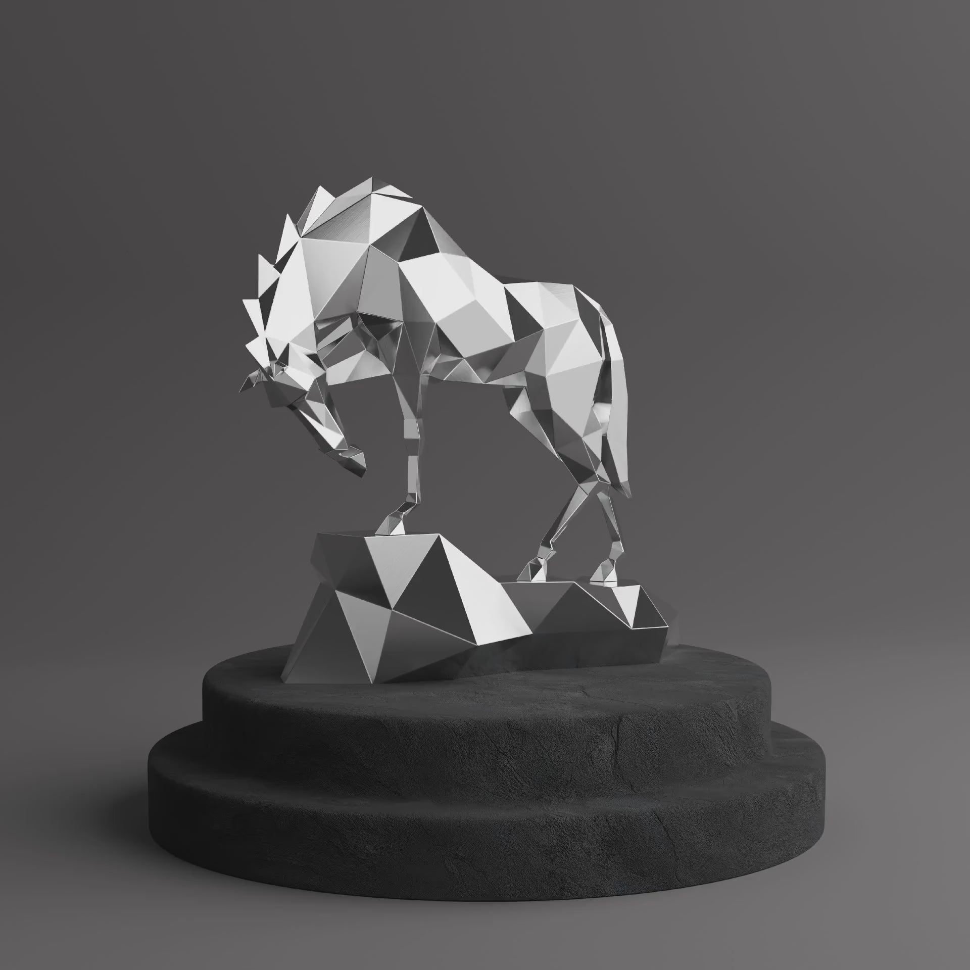 Sculpture cheval Polygone en Inox