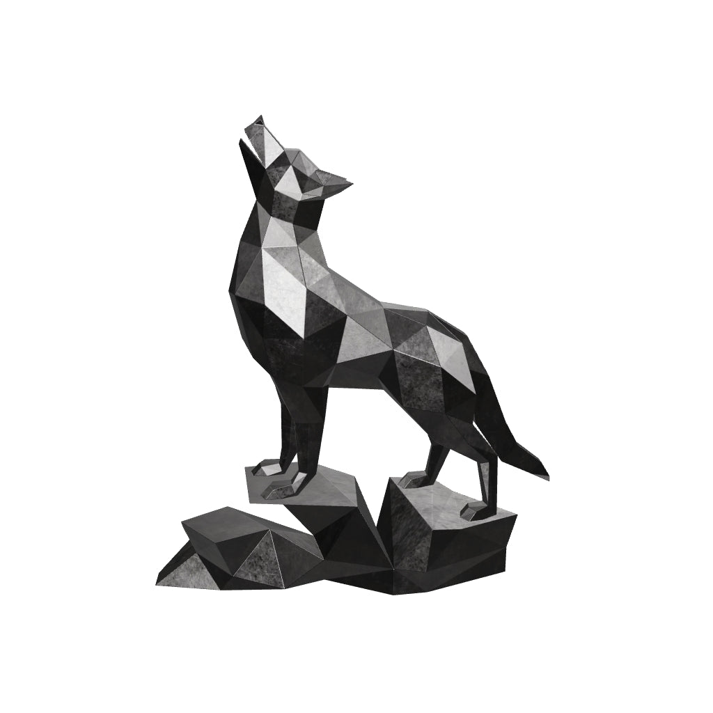 Loup Origami – Sculpture Polygone en Métal