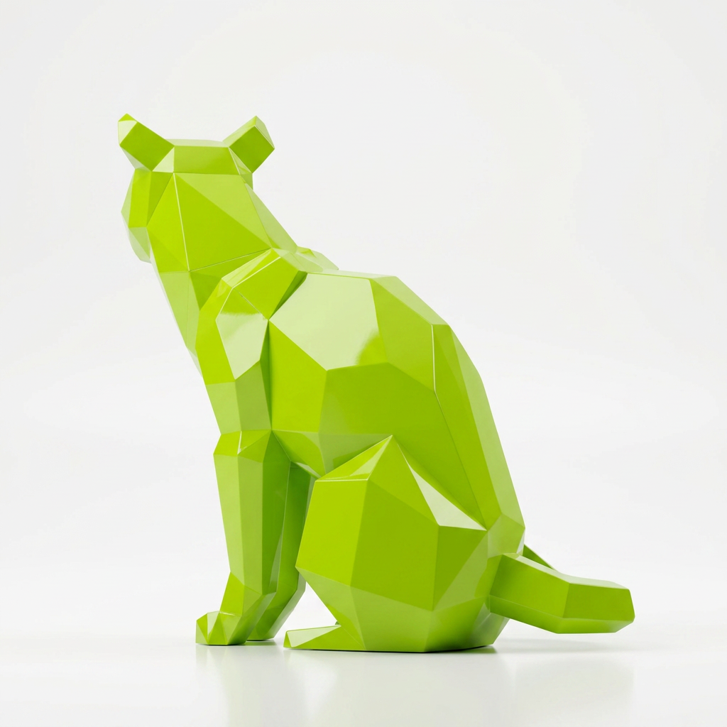 Grande Sculpture Chat Origami Facettée - Sculpture Origami