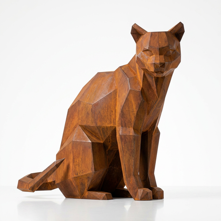 Grande Sculpture Chat Origami Facettée - Sculpture Origami