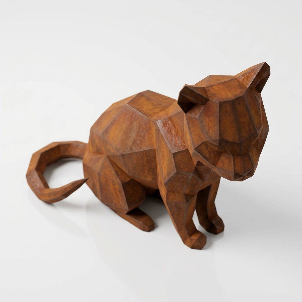Grande Sculpture Chat Origami Facettée - Sculpture Origami