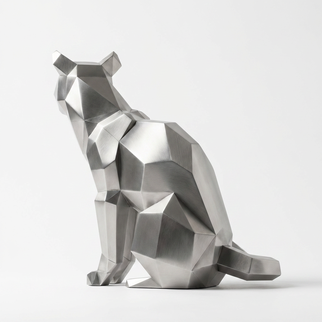 Grande Sculpture Chat Origami Facettée - Sculpture Origami