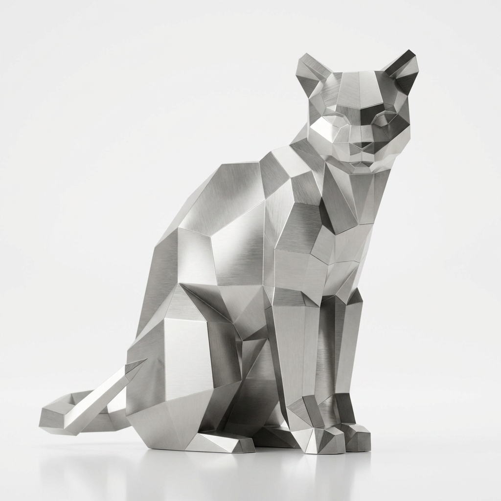 Grande Sculpture Chat Origami Facettée - Sculpture Origami