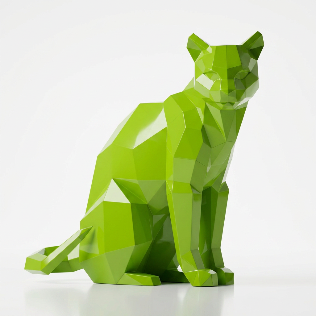 Grande Sculpture Chat Origami Facettée - Sculpture Origami