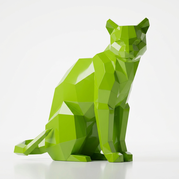 Grande Sculpture Chat Origami Facettée - Sculpture Origami