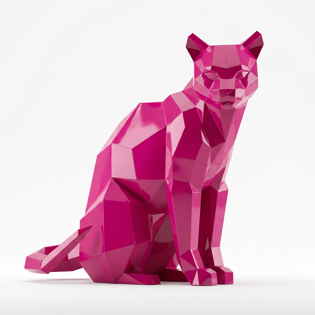 Grande Sculpture Chat Origami Facettée - Sculpture Origami