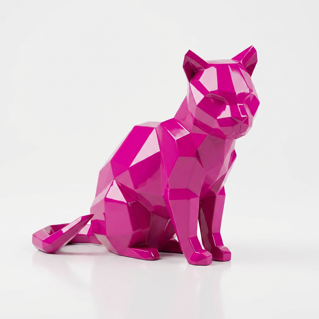 Grande Sculpture Chat Origami Facettée - Sculpture Origami
