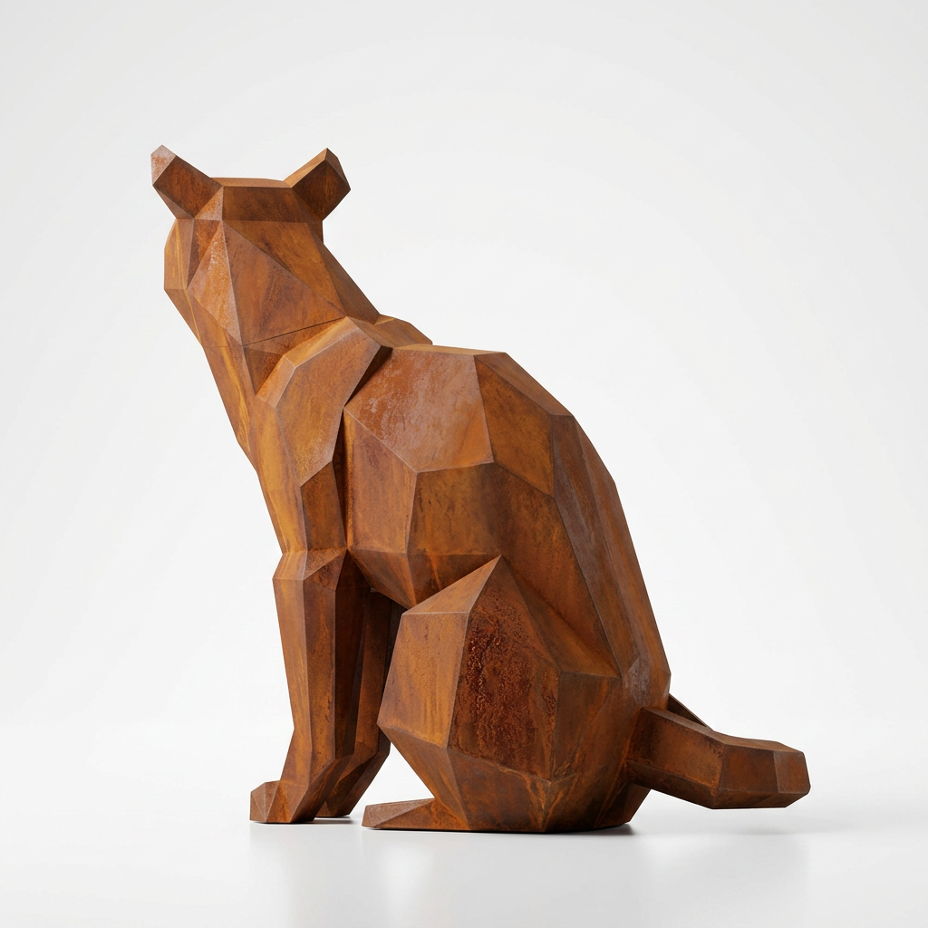 Grande Sculpture Chat Origami Facettée - Sculpture Origami
