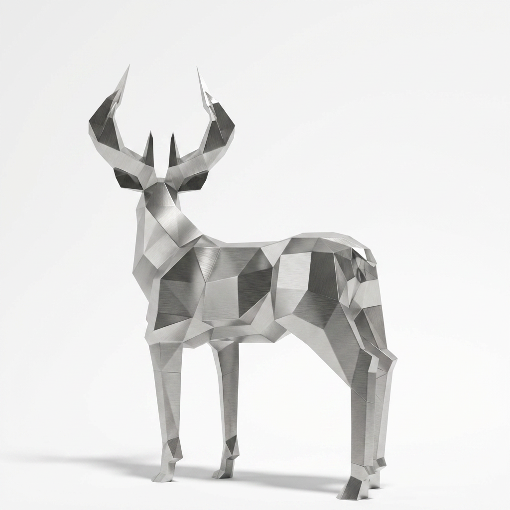 Grande Sculpture Cerf Majestueux Facettée - Sculpture Origami