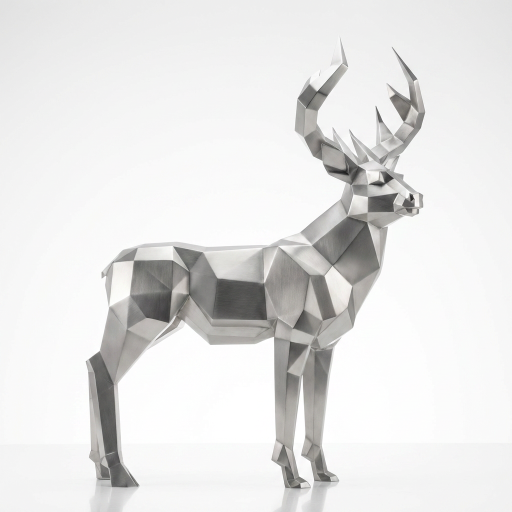 Grande Sculpture Cerf Majestueux Facettée - Sculpture Origami