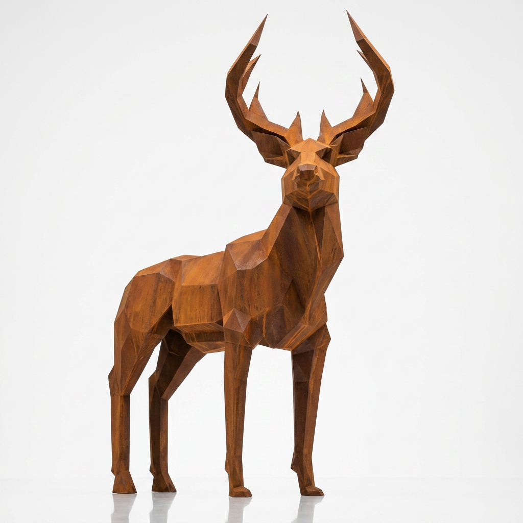 Grande Sculpture Cerf Majestueux Facettée - Sculpture Origami