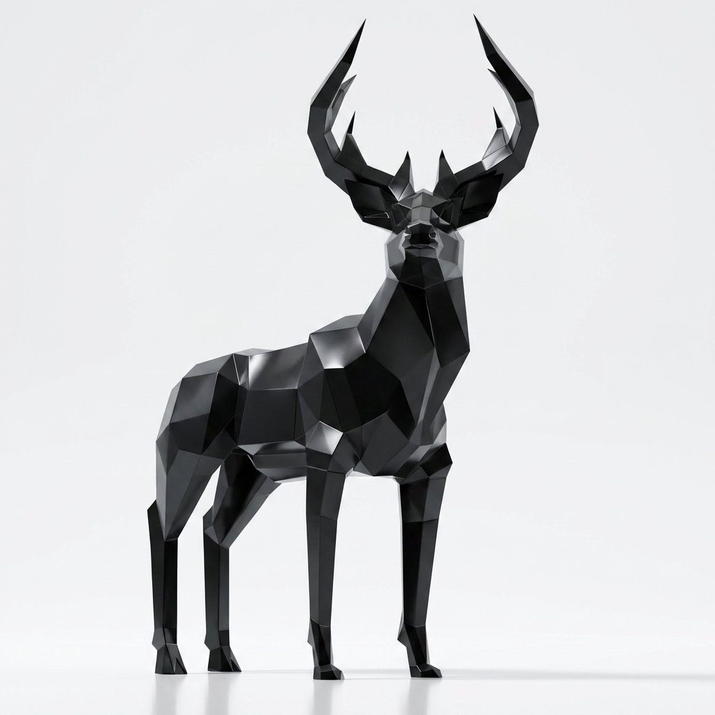 Grande Sculpture Cerf Majestueux Facettée - Sculpture Origami